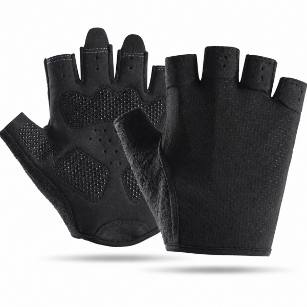 Black Gray Fingerless Gloves for Cycling and Training