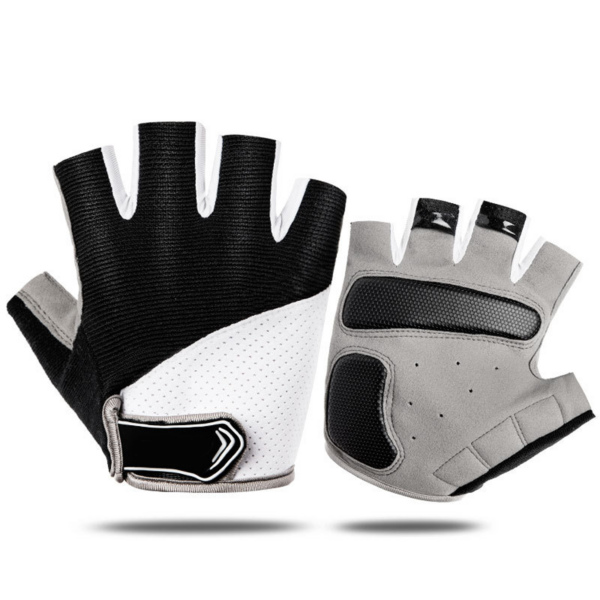 Black White Fingerless Workout and Cycling Gloves